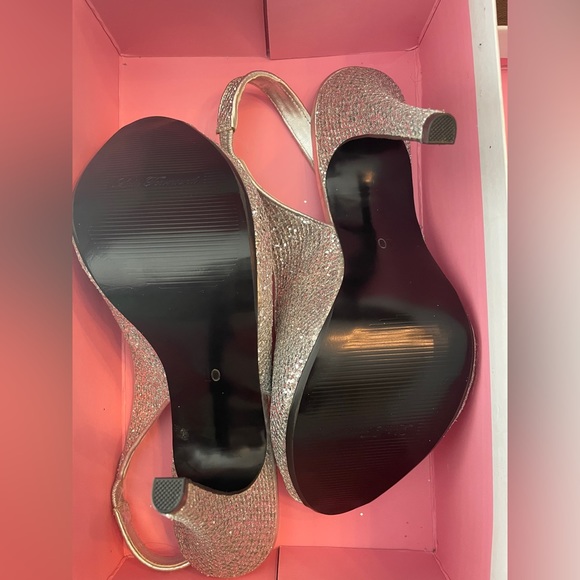 Lulu Townsend Silver Mesh Glitter Shoes Nightout size 10 Heels NEW - Picture 3 of 3